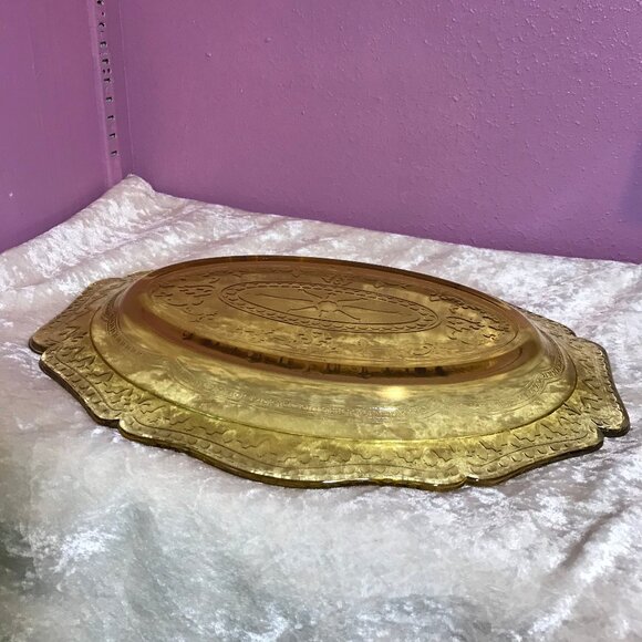 Vintage Federal Depression Glass Patrician Pattern Serving Platter GUC Home 30s - Picture 8 of 11